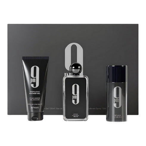 Afnan Perfumes 9PM Gift Set 100ml EDP + 150ml Shower Gel + 150ml Deodorant Spray