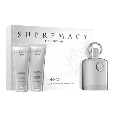 Afnan Supremacy Silver Gift Set - EDP 100ml Spray + 150ml Shower Gel
