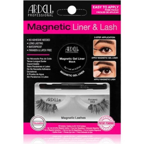 Ardell Magnetic Liner & Lashes 1 Pair 002 Accent Black + 2g Magnetic Gel Liner + Brush