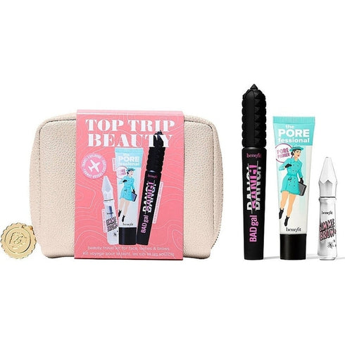 Benefit Top Trip Beauty Set 22ml Primer + 8.5g Mascara + In Shade 3 + Pouch Gimme Brow +
