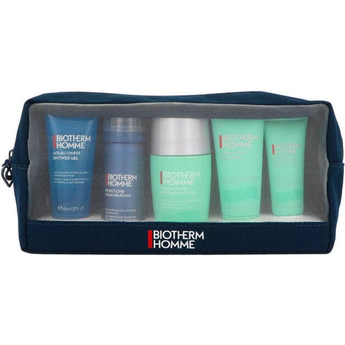 Biotherm Men Aquapower Routine Pouch Set Cleanser 40ml + Shower Gel 40ml + Shaving Foam 50ml + Deodorant Roll-on 75ml + Advanced Gel 20ml