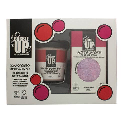 Bubble Up Cherry Berry Bath & Body Gift Set 210g Big Bath Bar Berry & 220g Body Butter Cherry Nice