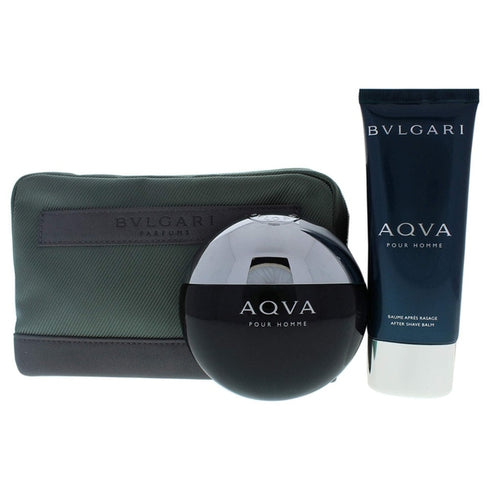 Bvlgari Aqva Pour Homme Gift Set 100ml EDT + 100ml Aftershave Balm + Pouch