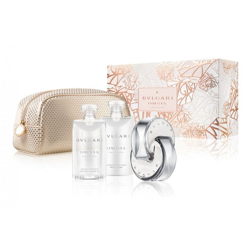 Bvlgari Omnia Crystalline Gift Set 65ml EDT + 75ml Body Lotion + 75ml Shower Gel + Pouch