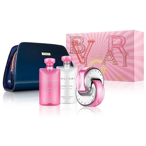 Bvlgari Omnia Pink Sapphire Gift Set 65ml EDT + 75ml Body Lotion + 75ml Shower Gel + Pouch