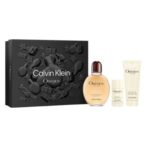 Calvin Klein Obsession Gift Set 125ml EDT + 75ml Aftershave Balm + 75g Deodorant Stick