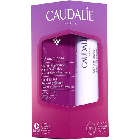 Caudalie Thé Des Vignes Gift Set 30ml Hand & Nail Repairing Cream + 4.5g Lip Conditioner