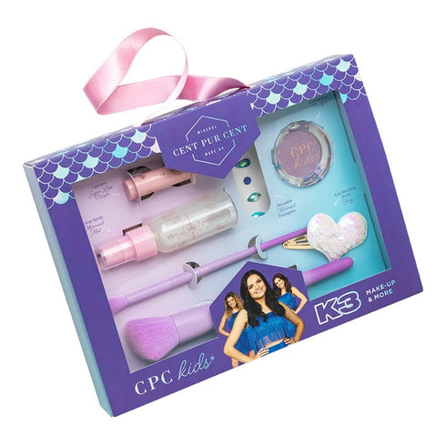 Cent Pur Cent CPC Kids K3 Marthe Make-Up Gift Set 6 Pieces (This gift set contains:
Lip Stick
Eyeshadow
Face Diamonds
Setting Spray
Hair Clip
2x Makeup Brush)