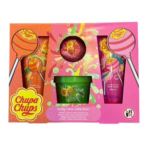 Chupa Chups Body Care 4pc Gift Set : Shower & Bath Cream 2x 100ml + Body Butter 100ml + Bath Fizzer 60gr