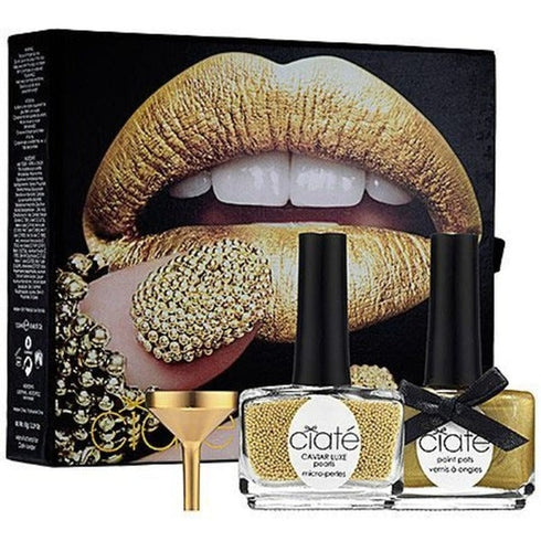 Ciate Caviar Manicure Luxe Lustre Gold Gift Set 13.5ml Nail Polish in Ladylike Luxe + 60g Caviar Luxe Pearls + Funnel