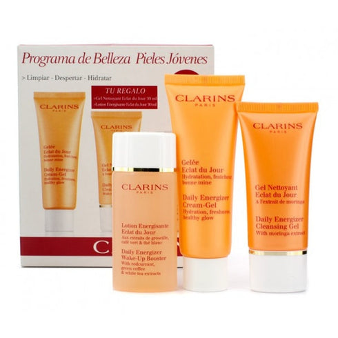 Clarins Daily Energizer Gift Set 50ml Cleansing Gel + 30ml Wake-Up Booster + 30ml Cream