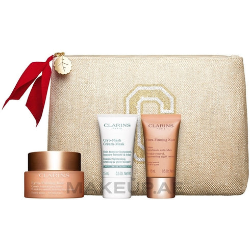 Clarins Extra-Firming Collection Gift Set 50ml Day Cream + 15ml Night Cream + 15ml Cryo-Flash Cream Mask + Bag