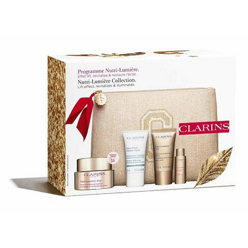 Clarins Nutri-Lumière Gift Set 50ml Day Cream + 15ml Night Cream + Cryo-Flash Cream Mask + 10ml Treatment Essence + Bag
