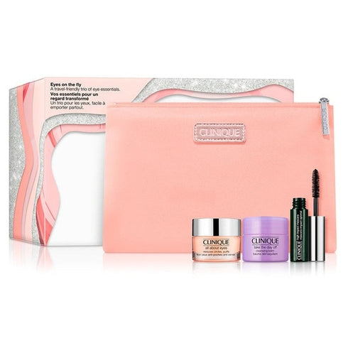 Clinique Eyes On The Fly Gift Set 3.5ml High Impact Mascara + 15ml Take The Day Off Cleansing Balm + 15ml All About Eyes Eye Cream + Pouch