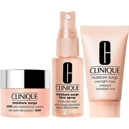Clinique Moisture Surge Megastars Gift Set 50ml 100H Auto-Replenishing Hydrator + 30ml Overnight Mask + 7ml Lip Hydro-Plump Treatment