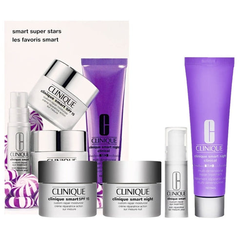 Clinique Super Smart Stars Gift Set 30ml Night Face Cream + 15ml Day Face Cream + 15ml Night Face Cream + 5ml Eye Cream