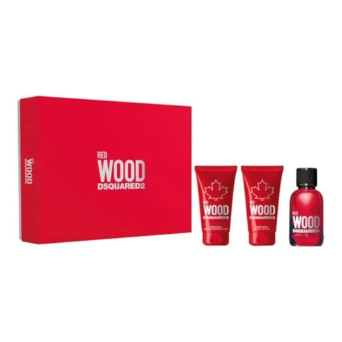 DSquared² Red Wood Gift Set 50ml EDT + 50ml Body Lotion + 50ml Shower Gel