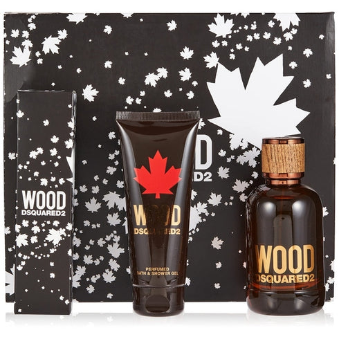 DSquared2 Wood For Him Gift Set 100ml EDT + 100ml Shower Gel + Key Ring