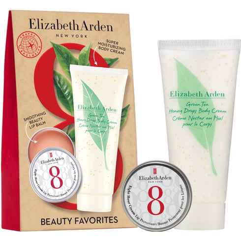Elizabeth Arden Green Tea Gift Set 100ml Green Tea Honey Drops Body Cream + 8hr Cream lip Protectant in Tin 13ml