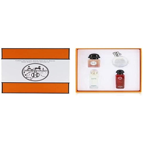 Hermès Miniature Gift Set 7.5ml Un Jardin Sur Le Nil EDT + 7.5ml Eau des Merveilles EDT + 7.5ml Twilly d'Hermes EDP + 7.5ml Eau de Rhubarbe Ecarlate EDC