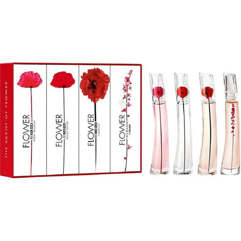 Kenzo Miniatures Gift Set 4ml Flower EDP + 4ml Flower Poppy Bouquet EDP + 4ml Flower L'Absolue EDP + 4ml Flower Ikebana EDP