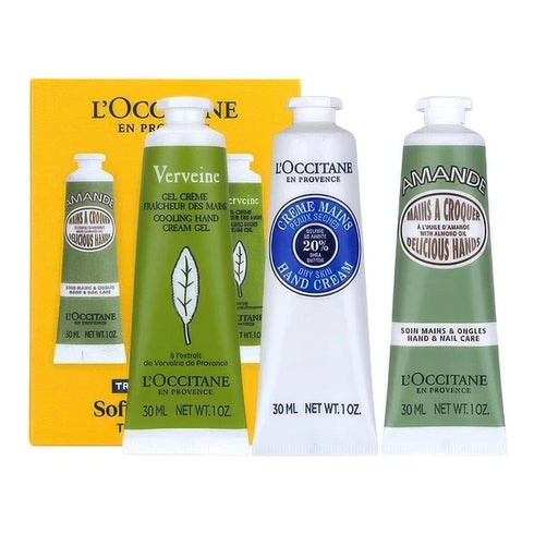 L'Occitane en Provence Travel Exclusive Hand Cream Collection 3 x 30ml Almond + Verbena + Shea Butter