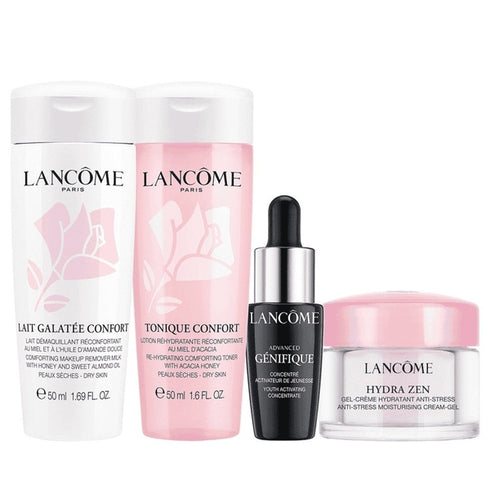 Lancôme Hydra Zen Starter Gift Set 15ml Hydra Zen Gel-Cream + 10ml Advanced Génifique Serum + 50ml Galatée Confort Cleansing Milk + 50ml Tonique Confort Tonic
