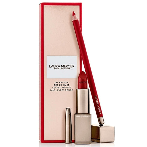 Laura Mercier Lip Artiste Set Red 3.5g Rouge Essentiel Silky Crème Lipstick + 1.49g Longwear Lip Liner