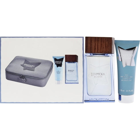 Lolita Lempicka Homme Gift Set 100ml EDT + 75ml Aftershave Balm + Bag