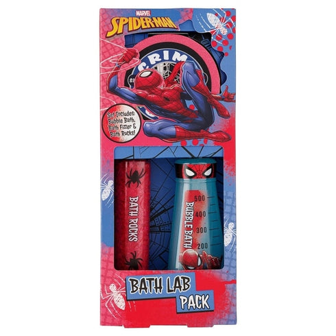 Marvel Spiderman Lab Pack Gift Set 100g Bath Fizzer + 50g Bath Rocks + 115ml Bubble Bath