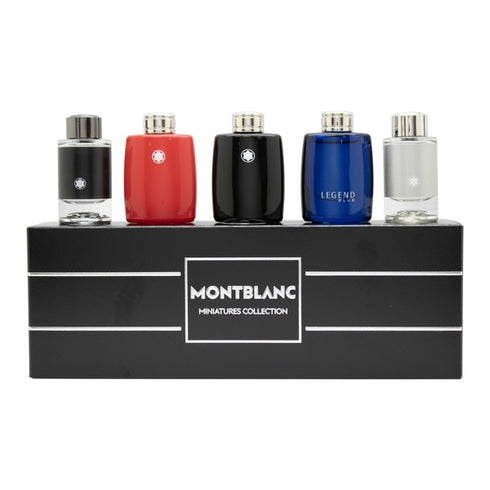 Montblanc Men's Mini Set Gift Set - 5 Pieces (Montblanc Explorer, Legend Red, Legend Eau de Toilette, Legend Blue, and Explorer Platinum, each in a 4.5 ml bottle.)