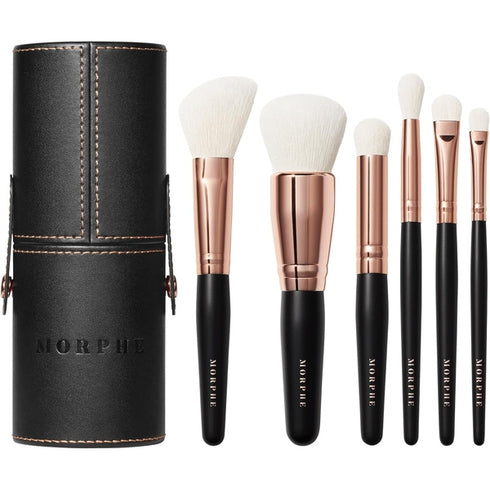 Morphe Rose Away Makeup Brush Set - 6 Pieces + Storage Tub