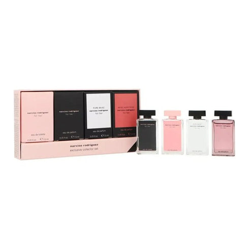 Narciso Rodriguez Miniature Gift Set 7.5ml For Her EDT + 7.5ml For Her EDP + 7.5ml Pure Musc EDP + 7.5ml Musc Noir Rose EDP