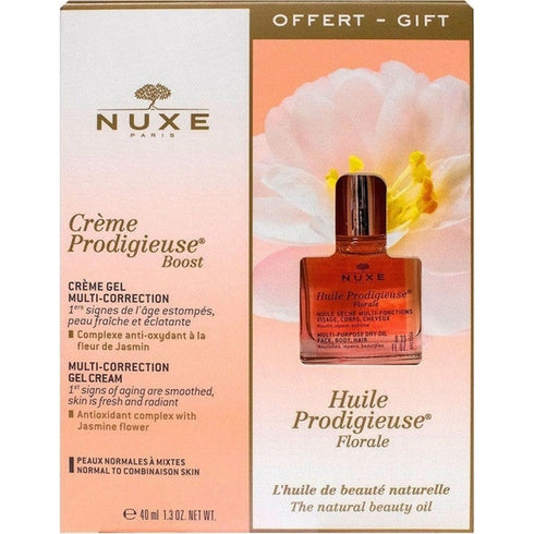 Nuxe Creme Prodigieuse Gift Set 40ml Boost Multi-Correction Gel Cream + 10ml Florale Hair & Body Oil