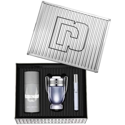 Paco Rabanne Invictus Gift Set 100ml EDT + 150ml Deodorant Spray + 10ml EDT