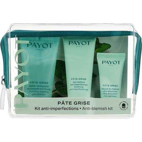 Payot Pate Grise Anti - blemish Kit Gift Set 50ml Purifying Foaming Gel Cleanser + 15ml Masque Charbon Ultra-Absorbent Mattifying Care + 30ml Mattifying Anti-Imperfections Gel