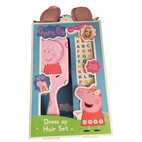 Gris Hår Gavesæt 3 stk (Dette Hårsæt Indeholder:1x Swivel Mirror Hairbrush1x Peppa Pig Ear Hair Clips1x Alphabet Stickers)