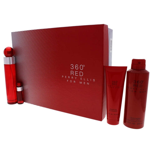 Perry Ellis 360 Red for Men Gift Set 100ml EDT + 90ml Shower Gel + 200ml Deodorant Spray + Mini 7ml EDT