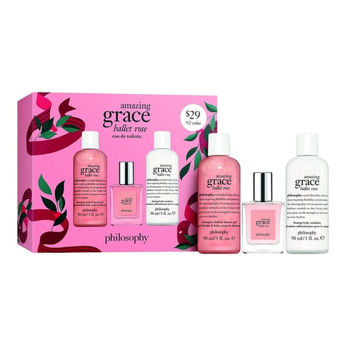 Philosophy Amazing Grace Ballet Rose Gift Set 15ml EDT + 90ml Bath & Shower Gel + 90ml Firming Body Emulsion