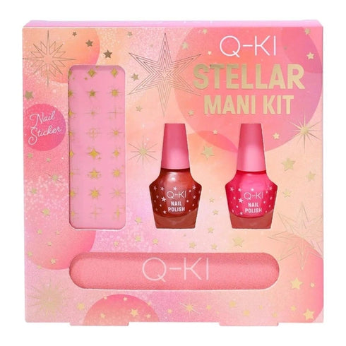 Q-KI Stellar Mani Kit Gift Set 1x Nail File + 1x Nail Art Sticker + 2x 3.5ml Nail Polish