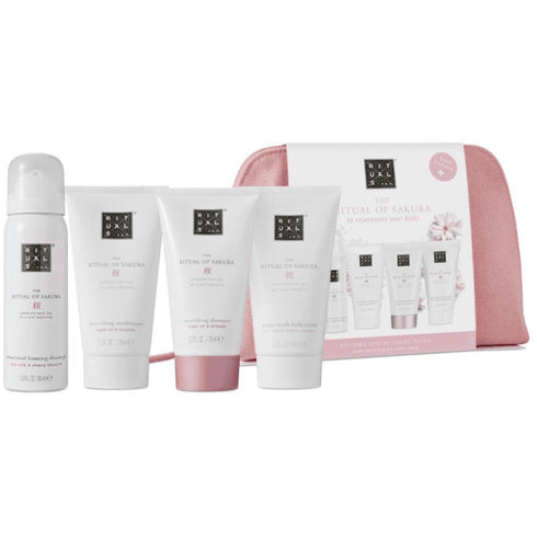 Rituals The Ritual of Sakura Gift Set 70ml Shampoo + 70ml Conditioner + 70ml Body Cream + 50ml Foaming Shower Gel + Bag