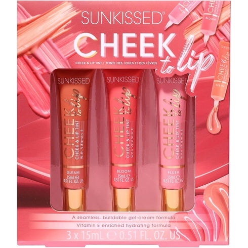 Sunkissed Cheek To Lip Gift Set - 15ml Cheek & Lip Tint Gleam + 15ml Cheek & Lip Tint Bloom + 15ml Cheek & Lip Flush