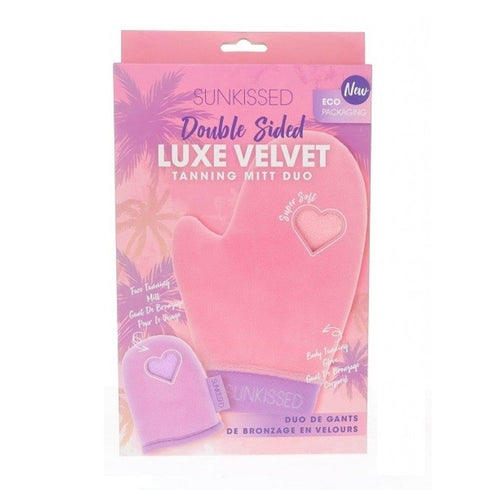 Sunkissed Double Sided Luxe Velvet Tanning Mitt Duo Body Tanning Glove + Face Tanning Mitt