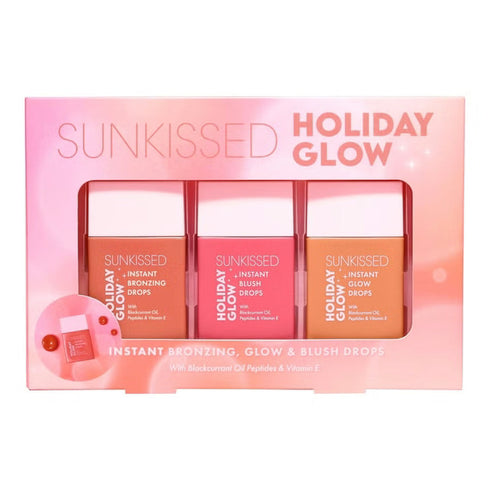 Sunkissed Holiday Glow Gift Set 28ml Instant Bronzing Drops + 28ml Instant Blush Drops + 28ml Instant Glow Drops