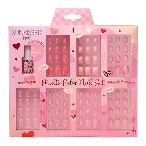 Sunkissed Multi False Nail Gift Set 7 x 24 Nails with Glue