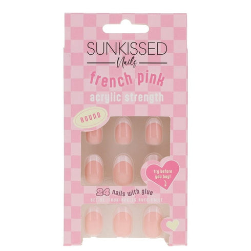 Sunkissed Nail Studio French Ombre Acrylic Strength Round Nails 24 Pieces