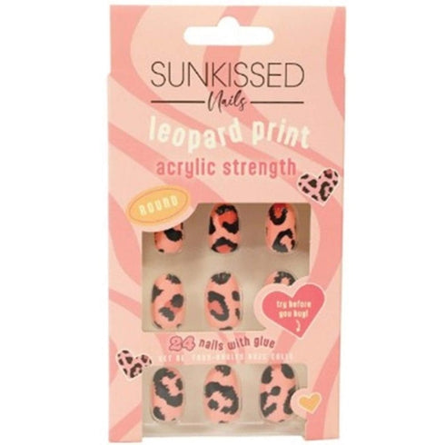 Sunkissed Nails Acrylic Strength Round Leopard Print Nails 24 Pieces