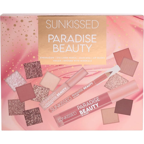 Sunkissed Paradise Beauty Booklet Gift Set Eyeshadow + Mascara + Eye Liner Pencil + Lip Gloss