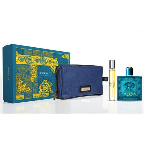 Versace Eros Gift Set 100ml EDT + 10ml EDT + Toiletry Bag