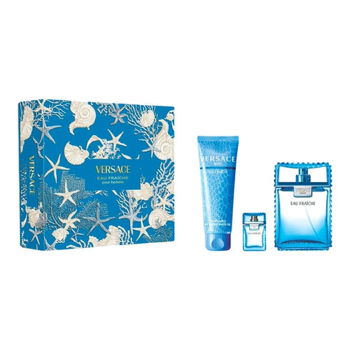Versace Man Eau Fraiche Gift Set 100ml EDT + 5ml EDT + 150ml Shower Gel